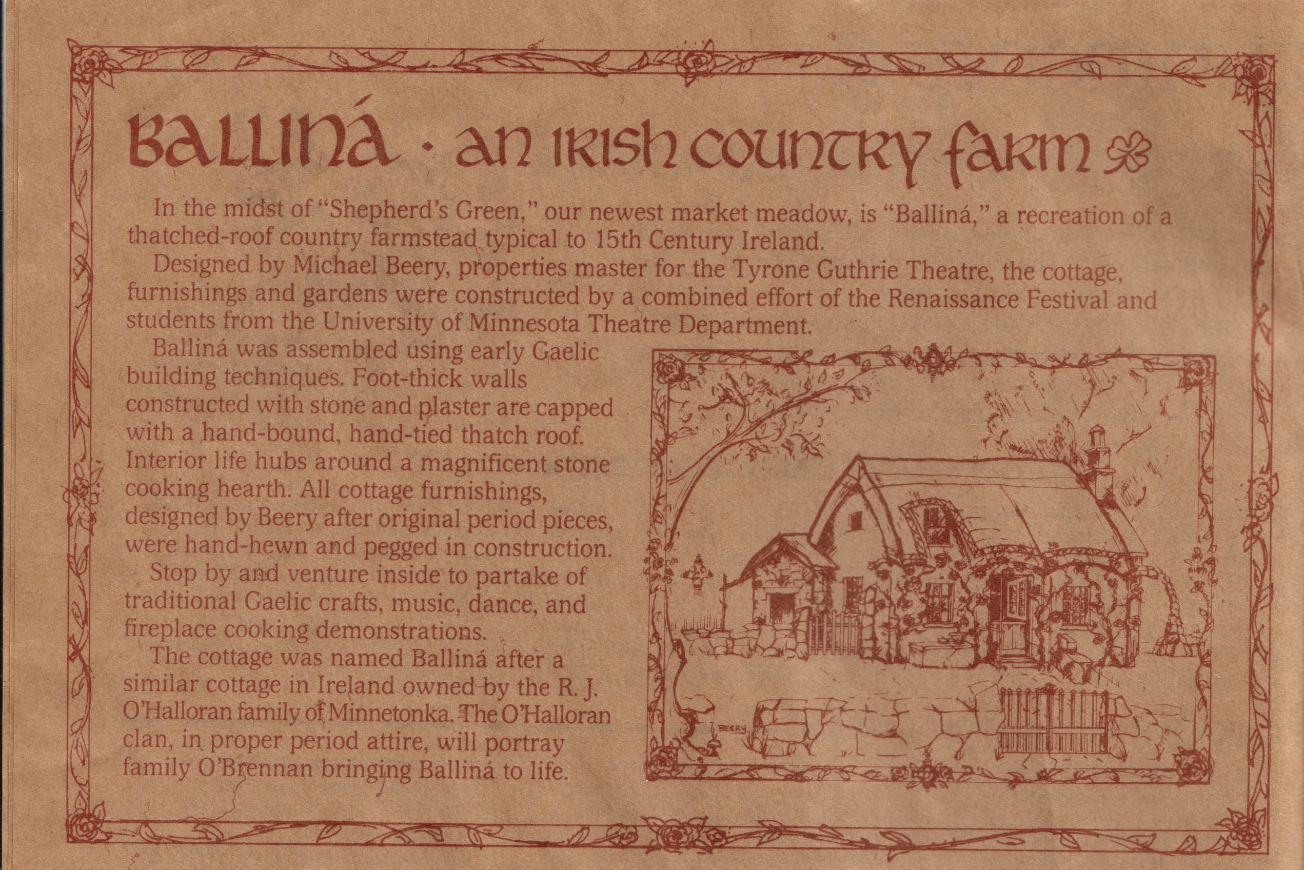 Irish Cottage - 1982 Program
